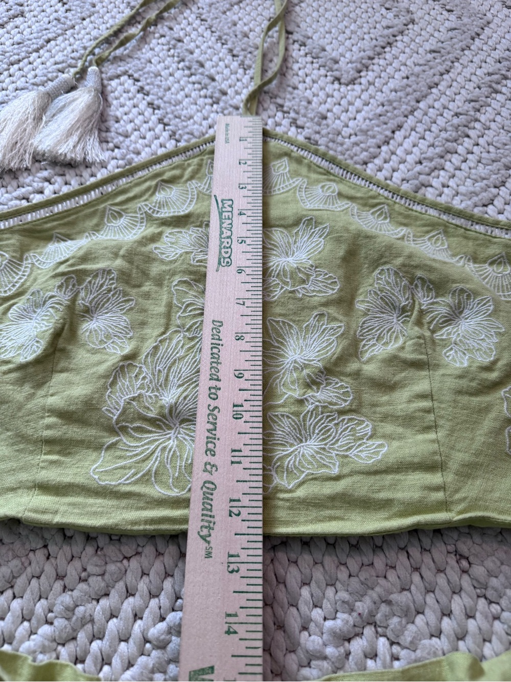 House of Harlow 1960 Lime Green Embroidered Crop Halter Top & Wide Leg Pants Set - Picture 9 of 10